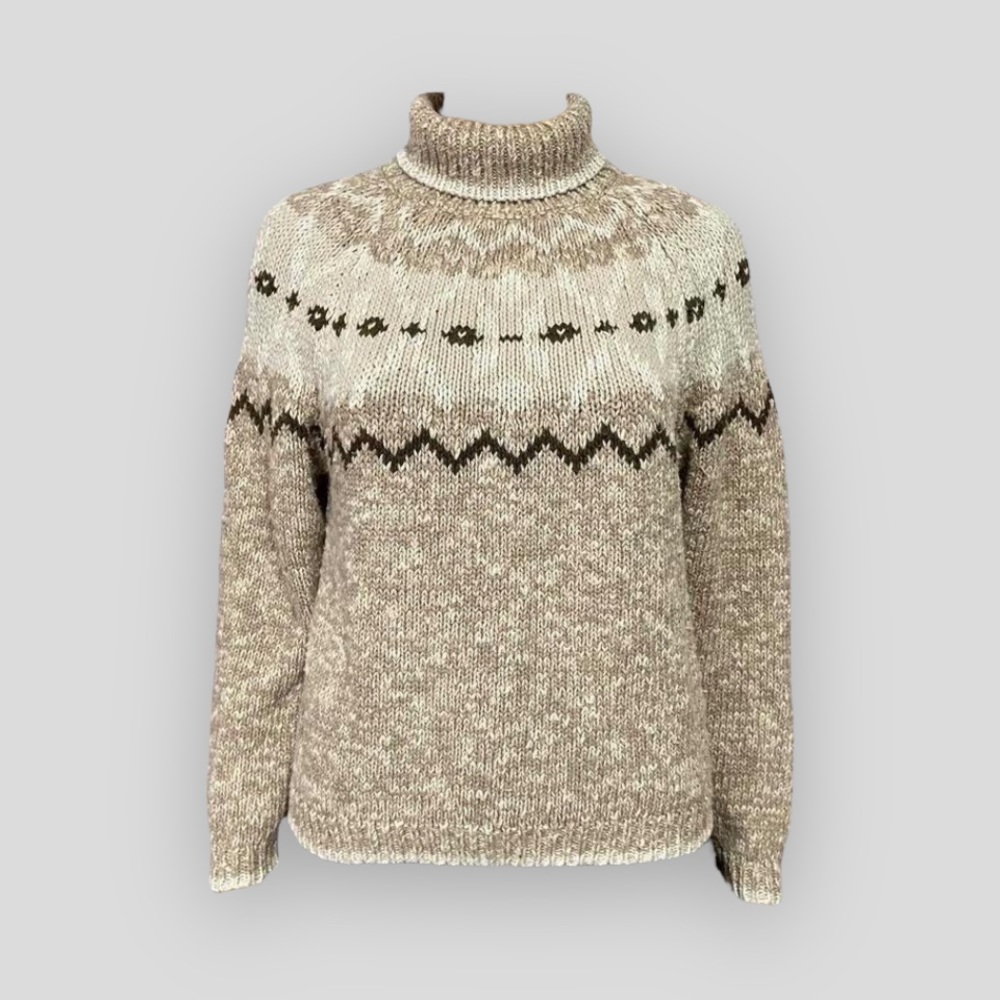 Fair Isle Knit Turtleneck Sweater